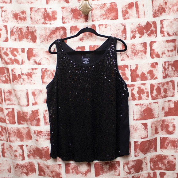 Lane Bryant Tops - Lane Bryant Fun and Flirty Black Sequin Tank